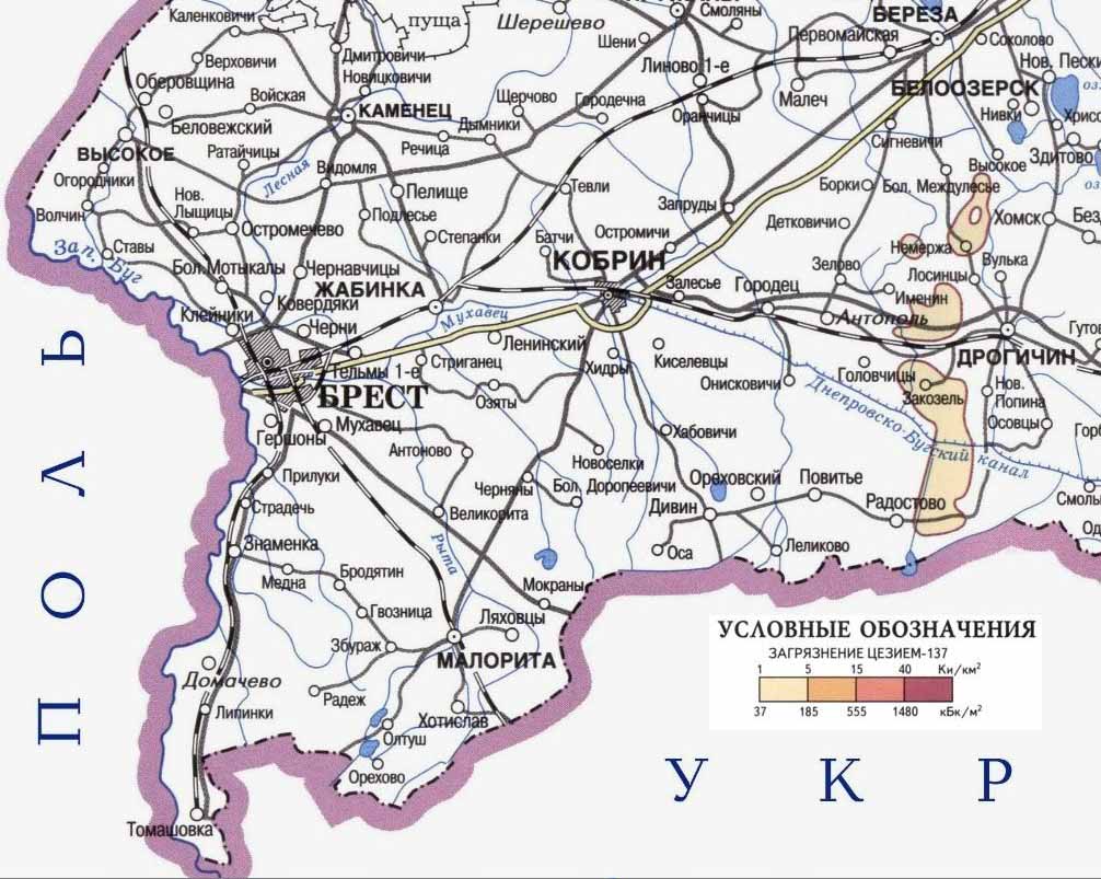 Карта брестской области со всеми населенными пунктами автомобильная